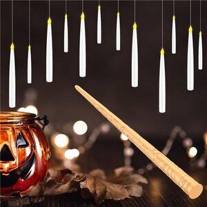 Halloween Decorations, Floating Candles with Wand, Magic Hanging Candle